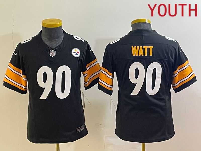 Youth Pittsburgh Steelers #90 Watt Black 2023 Nike Vapor F.U.S.E. Limited NFL Jersey